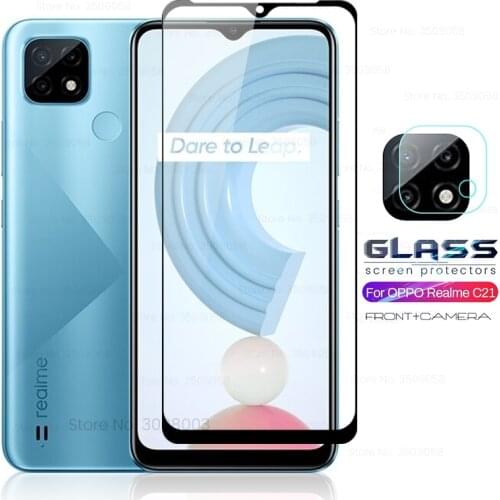 Protective glasses for realmi c 21 glass camera lens protector full screen for oppo realme c21 6.5'' smartphone cover safty film