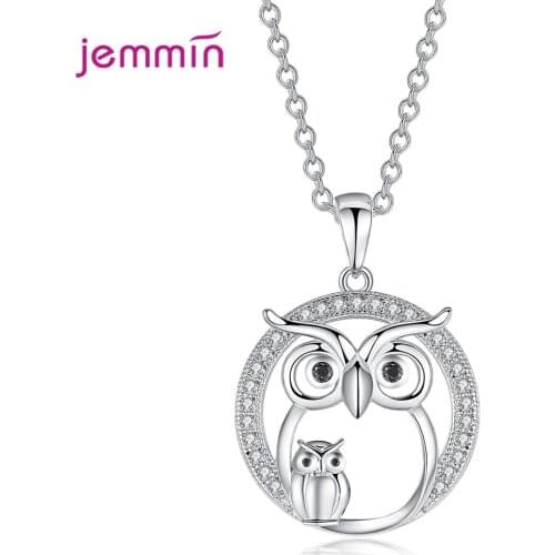 New 2021 Arrivals AAA Zircon Pendants Owl Necklace Women Crystal 925 Sterling Sliver Chain Necklaces Christmas Gift Jewelry