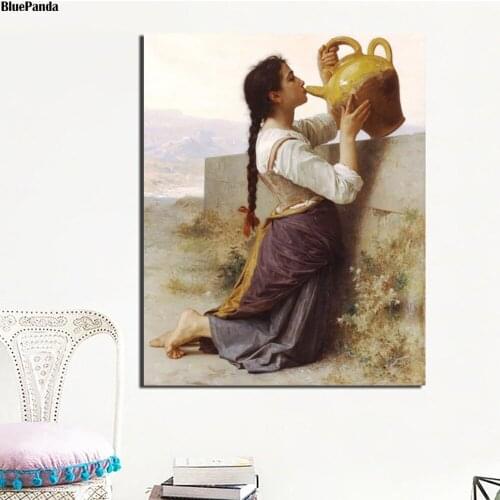 Woman Drinking Water Nordic Style Wall Art Canvas Painting Poster Abstract Print Decorative Picture For Living Room Home Decor