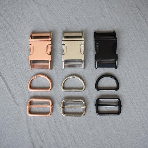 10 Sets 30mm DIY Accessory Metal Buckle Adjust Buckle D Ring Three-Piece Use For Pet Dog Collar Dog Leash 3 colours 30-3s