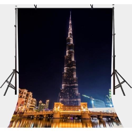150x210cm City Night Scene Backdrop Dubai Photography Backdrop Burj Khalifa Tower Photography Background Studio Props