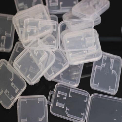 Lot 100pcs 2 in 1 2in1 TF Micro SD SDHC Memory Card Clear Plastic Hard Case Adapter Storage Box Protector Holder Wholesale