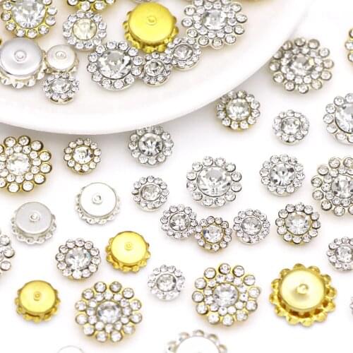 20Pcs Rhinestone Claw Cup Crystal Strass For Clothes Gold/Sliver Base Flower Rhinestones Buttons Flatback Crystal For Crafts