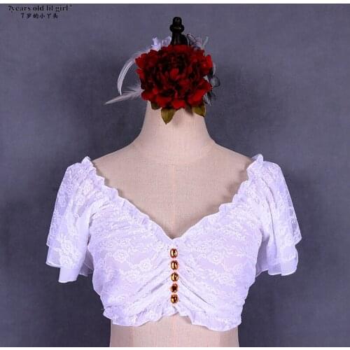 2021 Tribal Belly Dance Bolero Lace Top Short Sleeves Women Sexy Female Clothes9DZ35