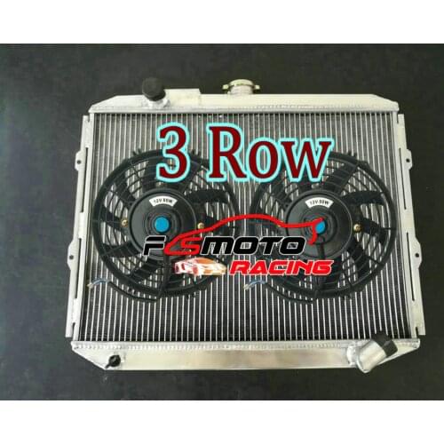 3 ROW Aluminum Radiator + Fan For Mitsubi-shi Pajero/Montero/Shogun MK1 L04_G, L14_G 4D56 TD 2.5L Turbo Diesel 1982-1991