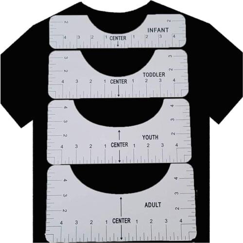 4PCS/SET Tshirt Ruler Acrylic T-Shirt Ruler Guide To Center Designs for Vinyl HTV Alignment Tool