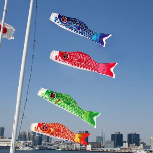 5pcs Japanese Carp Windsock Home Koinobori Hanging Fish Flag Cartoon Fish Colorful Windsock Carp Wind Sock Flag 40cm