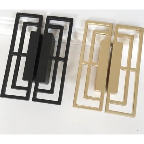 Antique Chinese Kitchen Furniture Handle Black Simple Cabinet Wardrobe Push Pull Drawer Knobs Hollow Out Brass Drsser Handles