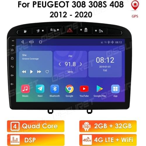 2G+32G Android Car Radio Navigation for Peugeot 308 408 308S 2008 2012-2020 2 DIN WIFI Car GPS Play Stereo Multimedia Player