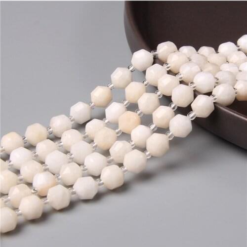 Natural White Porcelai Stone Beads Faceted Column Sharp Energy Loose Spacer Beads for Women Jewellry Making Bracelets Necklace