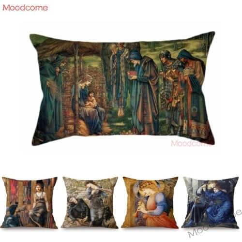 Edward Burne Jones World Famous Oil Painting Beauty Sofa Throw Pillow Cover Bench Gallery Art Longue Cotton Linen Cushion Cover