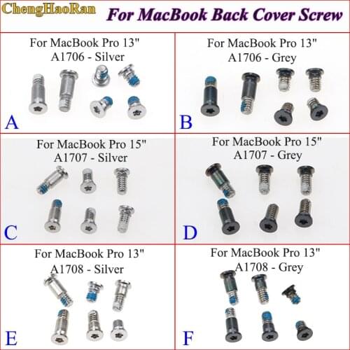 ChengHaoRan For Apple For MacBook Por A1706 A1707 A1708 13" 15" Back Cover Screw Repair Parts