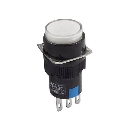 DC 30V/5A AC 250V/3A Momentary NO NC White Push Button Switch