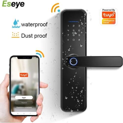 Eseye Tuya Smart Lock Fingerprint Lock Outdoor Waterproof Biometric Fingerprint Door Lock Digital Wifi Remotely Smart Door Lock