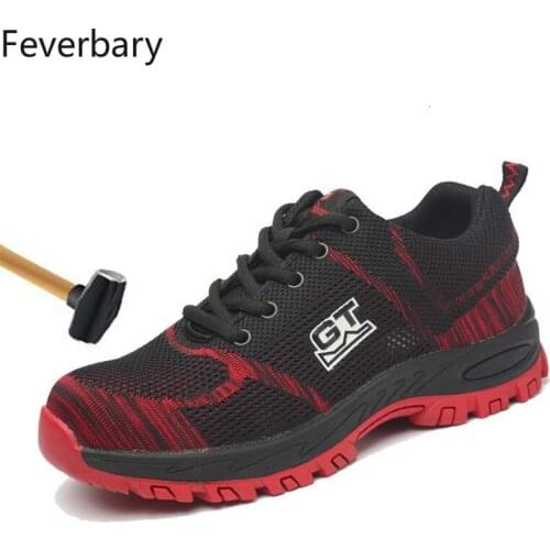 Feverbary Indestructible Work Safety Shoes Men Ground Work Steel Toe Cap Anti-smash Puncture Resistant Boots