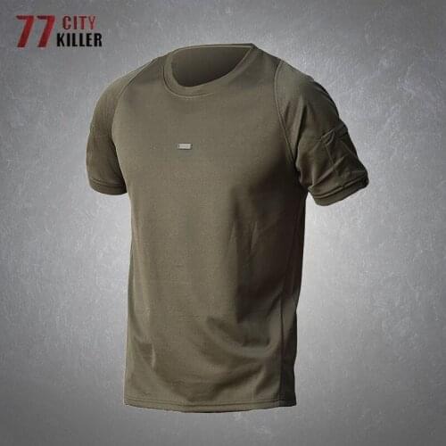 Summer Tactical T-shirt Men Casual Loose Elasticity Quick Dry Breathable T-shirt Male Outdoor Hiking Climbing Wear-resistant Top