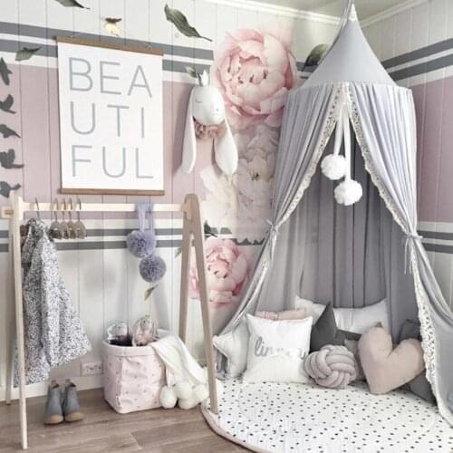 Ins Tassel Chiffon Kids Tent Breathable House Castle Baby Mosquito Net Nodic Children Home Decor Room Indoor Playground