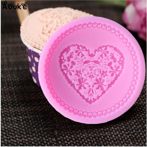 Round Heart Shape Cake Decoration Silicone Mold Biscuits Chocolate Fondant Molds Embossed Pastry Mould DIY Kitchen Baking Tools