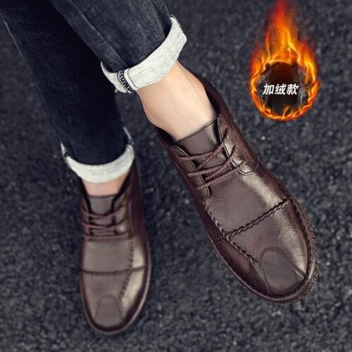 Men Genuine Leather Shoes Handmade Fashion Outdoor Genuine Cow Leather Sneakers Moccasins Men Casual Shoes Chaussure Homme VII