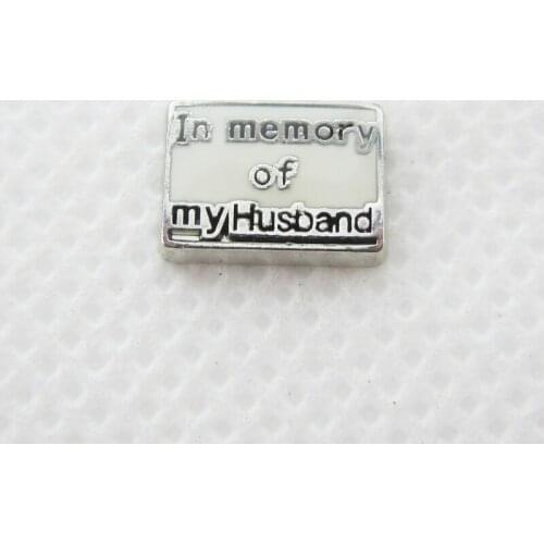 New Arrival 20pcs/lot In Memory Of My Husband Floating Charms Living Glass Memory Lockets Pendants DIY Jewelry Accessories Charm