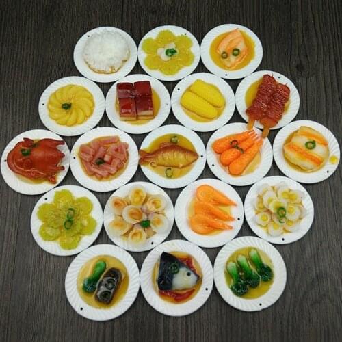 New Simulation Food Keychain 5.5cm Plate Small House Toys New Dishware Food Pendant Womens Bag Key Chain Best Party Gift