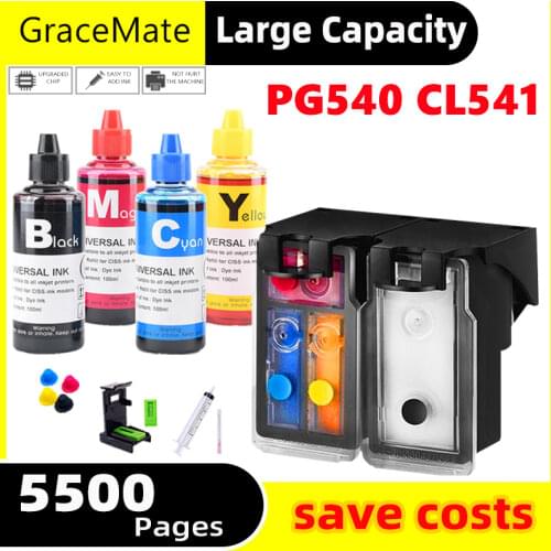 Refillable Ink Cartridge with 400ML Ink Replacement for Canon PG540 CL541 Pixma MG4250 MG3250 MG3255 MG3550 MG4100 MG4150