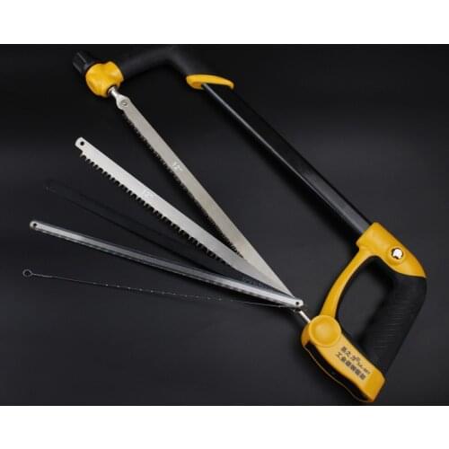 Adjustable Round Tube Hacksaw Saw Hand Tool with Aluminum Alloy Frame and Comfortable Handle for Cutting Wood Metal Fiber