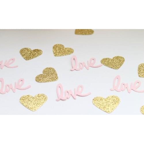 Pink and Gold Confetti- Love table confettis wedding scatters bridal shower bachelorette party Scrapbooking Embellishment