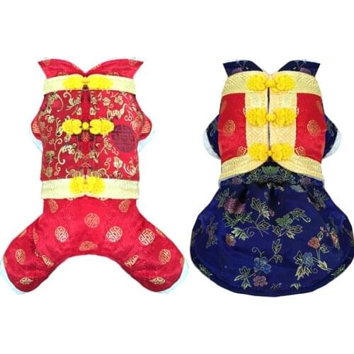 Happy New year pet clothes winter dog clothes puppy Chinese style warm coat pet dog cat new year costume pet Tang suit