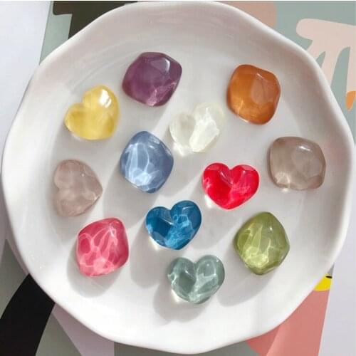 DIY Origional Handmade Jewelry Material Non-Porous Water Wave Light Pattern Resin Translucent Irregular Rhombus Love Shaped