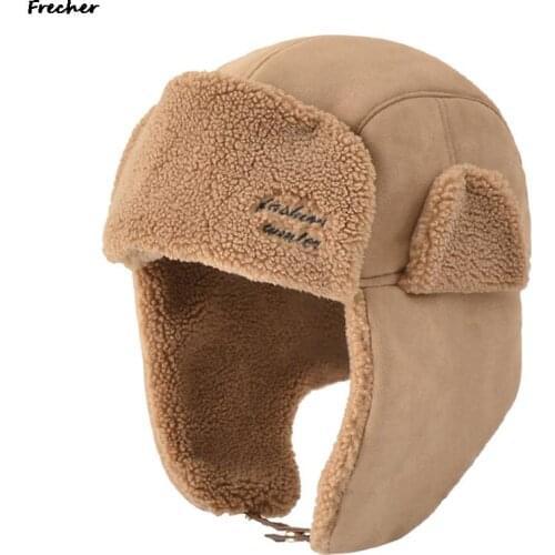 Unisex Men Women Ear Protection Cap Trapper Bomber Warm Trooper Ear Flaps Winter Ski Hat Solid Fluffy Faux Fur Cap Bonnet Hats