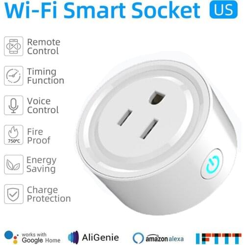 Smart Plug Mini US Wifi Plug with Surge Protector Voice Control Smart Socket Work with Alexa Google Home Tuya / Yiweilian APP