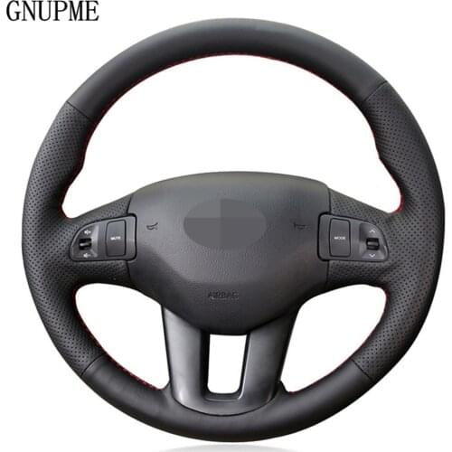 Hand-stitched DIY Black Artificial Leather Car Steering Wheel Cover For Kia Sportage 3 2010-2017 Kia Ceed Cee'd 2009-2012
