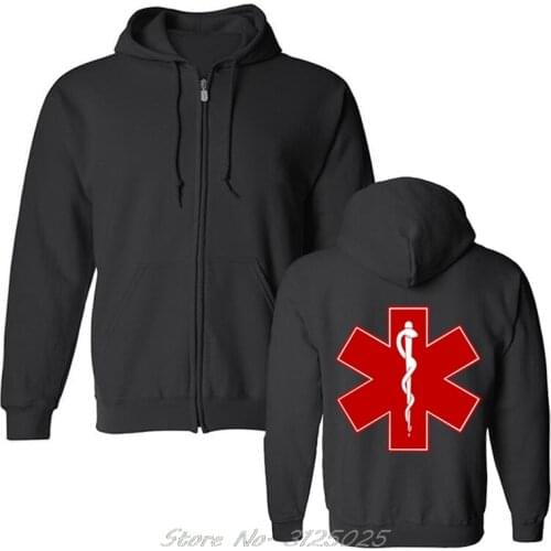 Logo Emergency Medical Technician Ambulance Hoodies For Men Hoody Streetwear Fleece Zipper Sweatshirt