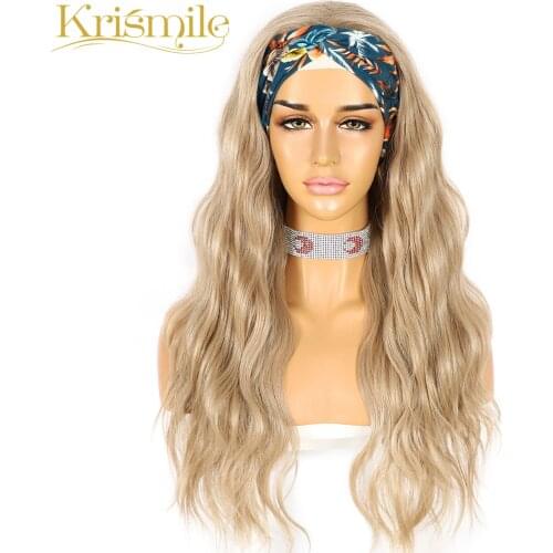 Water Wave 103# Headband Blonde Wig Long Daily Party Travel Holidays No Gel Glueless Wig for Women Drag Queen 2 Free Bands