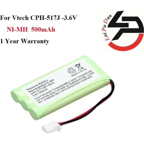 High Quality New arrival Cordless Phone Rechargeable Battery3.6 V 500 mAh for Vtech CPH-517J BT-5872