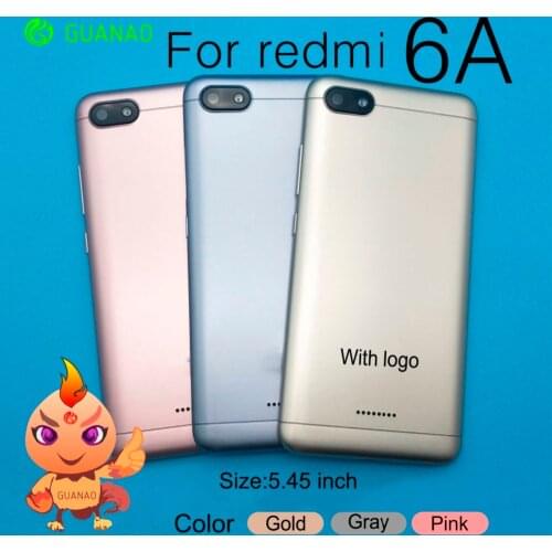For Redmi6A Rear Back Housing Door For Xiaomi Redmi 6A Battery Cover with button For Xiaomi Redmi6A Back Cover Replacement Parts