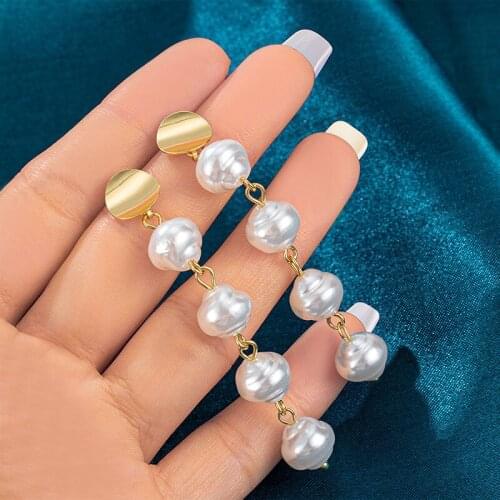Womens Earrings Korean Pearl Drop Earrings For Women Statement Geometric Earrings 2021 Trend Fashion Female Jewelry Accessories