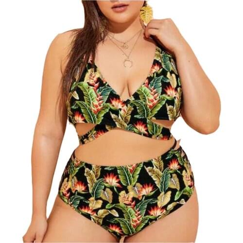 2020 Sexy High Waist Bikini Swimwear Women Bandage Cross Swimsuit Vintage Bikini Set Plus Size Bathing Suits Summer Beachwear