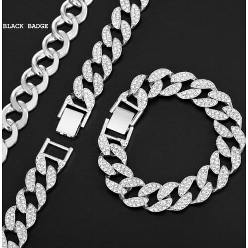 Gold Silver Color Bracelet Chain Iced out Bling Women CZ Rhinestone 2021 Fashion Hip Hop Link Bracelets Bangle for Men dropship