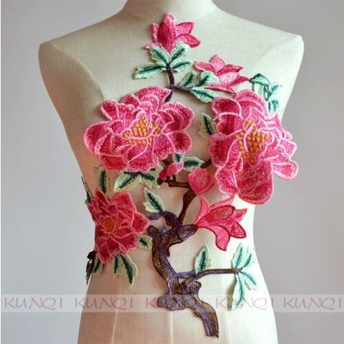 1Pc 45*34cm Large Flower Embroidery/Applique Water-soluble Cloth Paste Hand Sewn Patch No Glue Sewing Accessory DIY