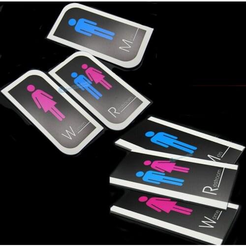 1 Pcs / Lot Restroom Sign Modern Adhesive Backed Men Women Unisex 260mmx130mm Bathroom Sign