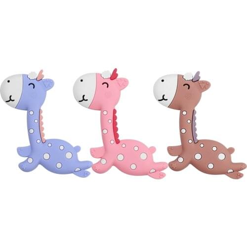 TYRY.HU 1pc giraffe Silicone Baby Teether Animal Shape Rodent Pacifier Pendant Teething Necklace DIY Food Grade Baby Toys