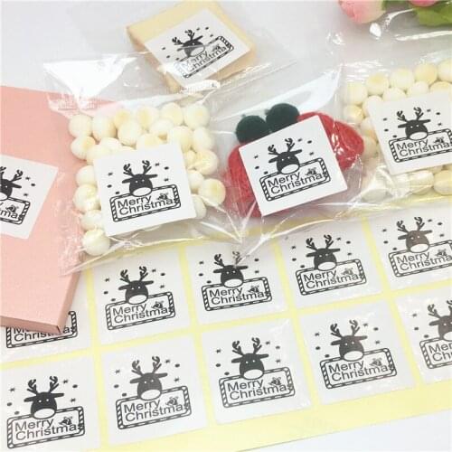 100 pcs 3.5 x 3.5 cm square self-adhesive cake/bread/biscuit seals Christmas/jewelry decoration label