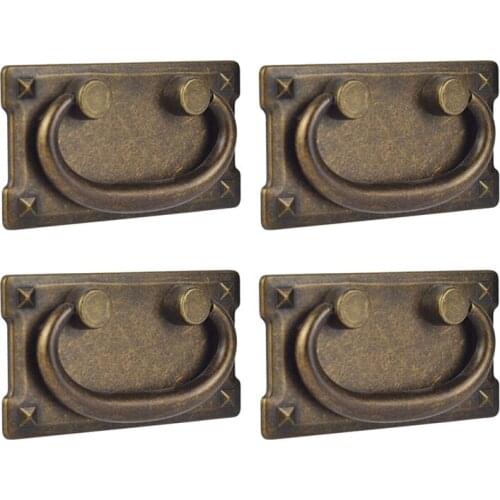 4Pcs Vintage Antique Bronze Drawer Ring Pull Handles Zinc Alloy, Cabinet Door Furniture Handle Decoration