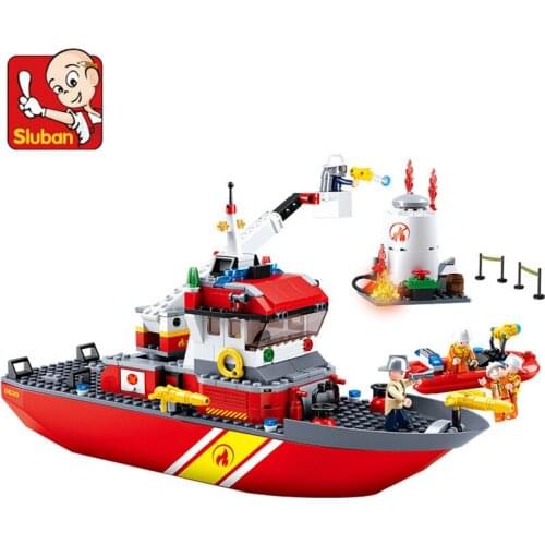 429Pcs City Fire Police Sea Rescue Boat Ship Model Building Blocks Sets Creator Technic Brinquedos Bricks Educational Kids Toys