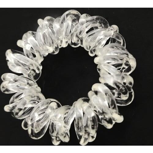 5Pcs/Lot Size 3.5CM Girls Transparent Braid Telephone Line Gum Elastic Hair Band Rope Jewelry Accessories
