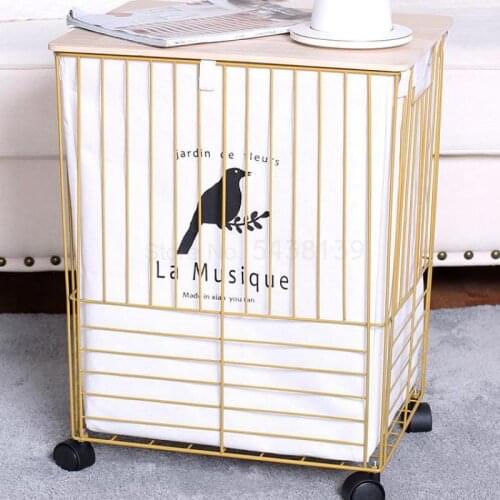 600 Dirty hamper wrought iron gold Nordic dirty clothes storage basket large with cover bathroom dirty clothes toy storage bask