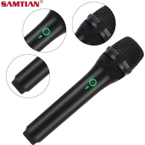 SAMTIAN UHF Wireless Microphone Professional Handheld Mic Frequency Adjustable With Receiver For Karaoke Church Party Show