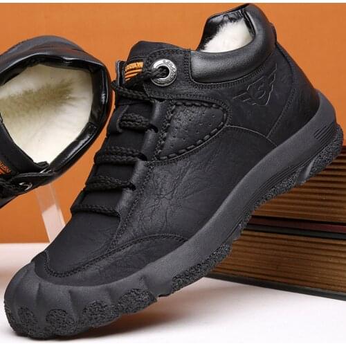 Winter Waterproof Men Boots Plush Super Warm Snow Boots For Men Hiking Sneakers Men Ankle Boots Outdoor Mountain climbing Shoes